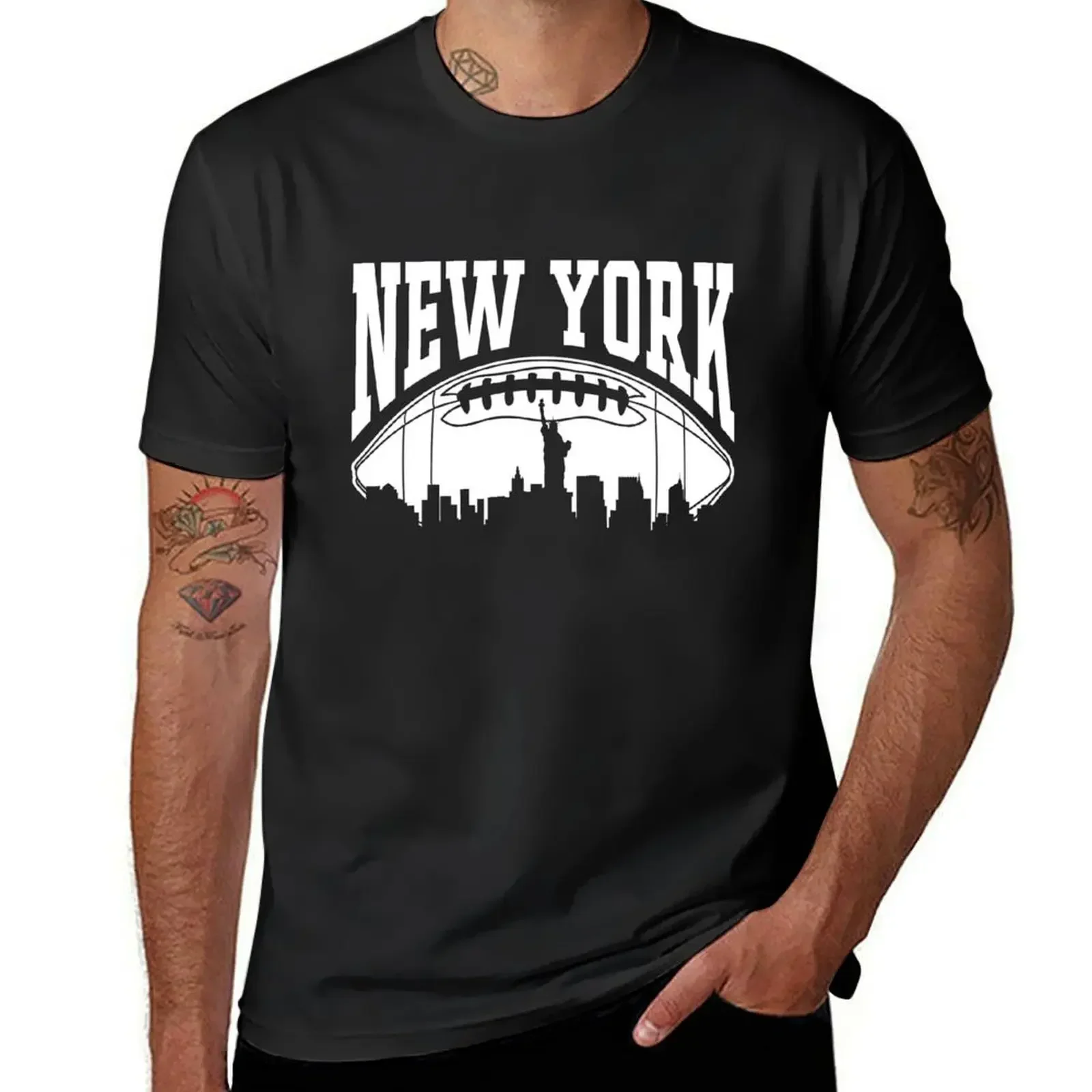 Camiseta deportiva personalizada para hombre, estilo retro, equipo New York Skyline NY, Giants Goalline