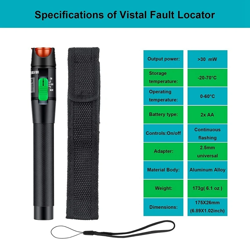 30MW 30KM Visual Fault Locator Fiber Light Tester VFL Optische Kabel Met Single Mode FC Male Naar LC vrouwelijke Adapter