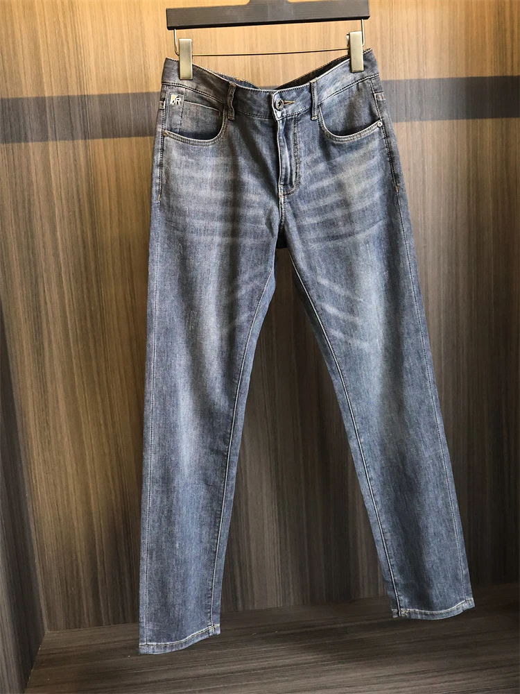 

Waed l Fade Мужские повседневные прямые эластичные джинсы из хлопка, эластичные джинсы со средней талией, длинные брюки, весенний сезон, современный Sle