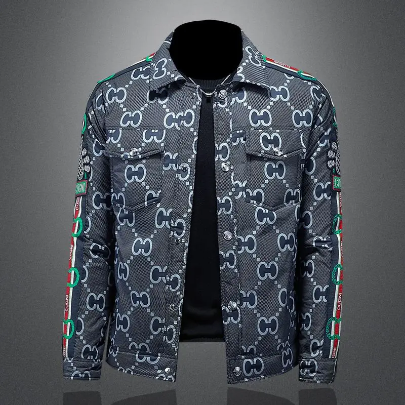 

Мужская повседневная куртка с принтом и лацканами, теплая верхняя куртка