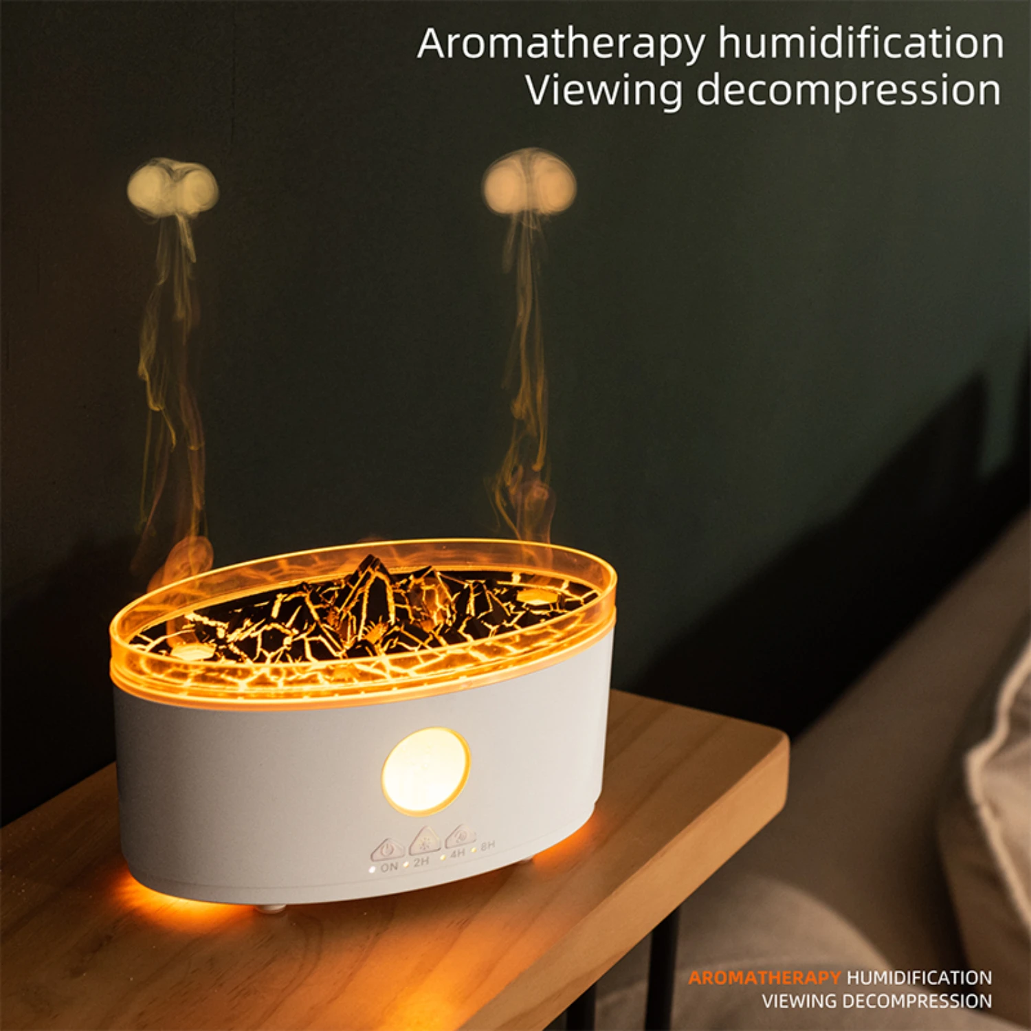 Difusor De Óleo Essencial Para Atmosfera Relaxante, Pulverizador De Desktop Com 3 Cores Calmantes Lâmpada, Pingos De Chuva Zen, Chuva E Nuvens