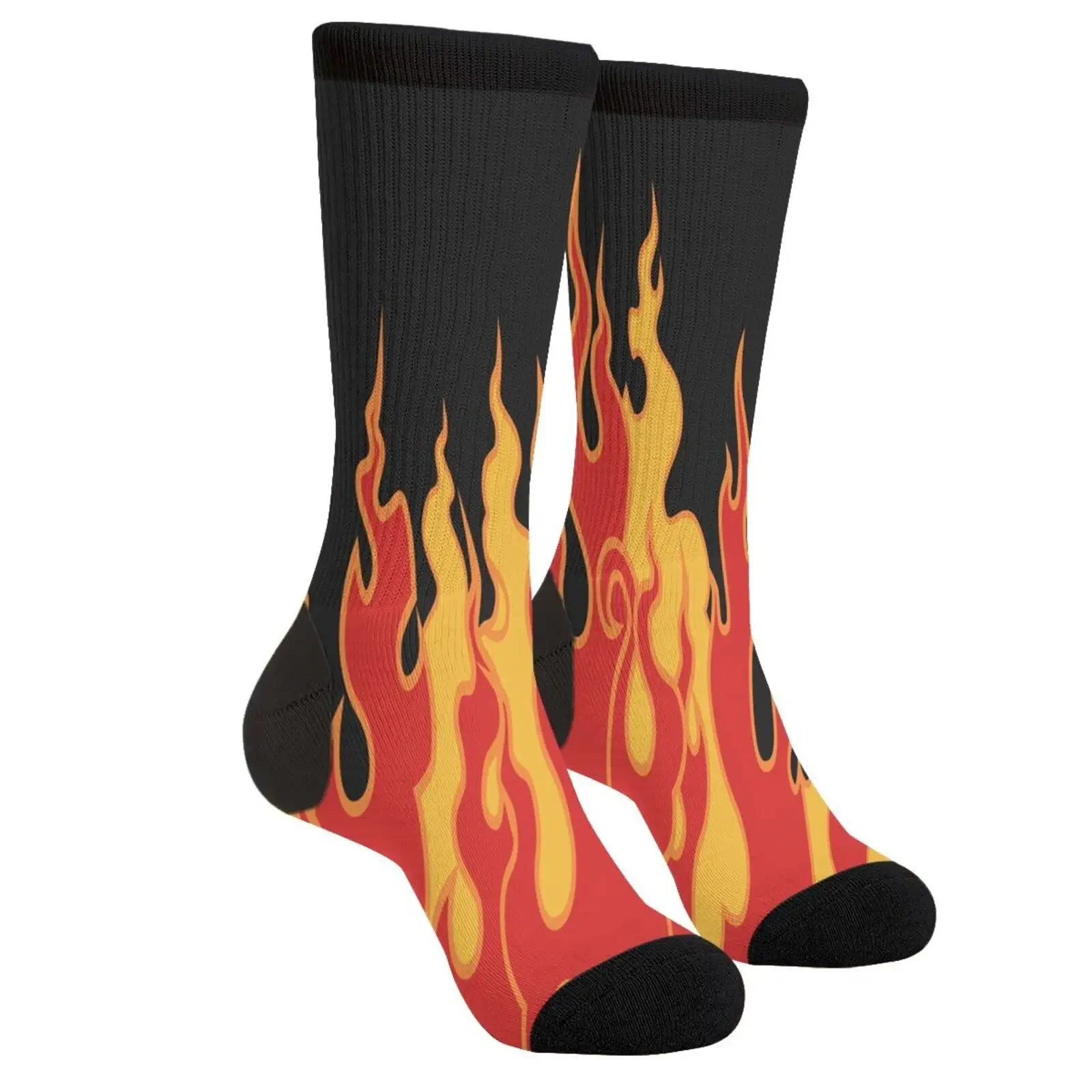 Black Red Fire Flame Tongue Casual Funny Funky Novelty Socks For Men Women