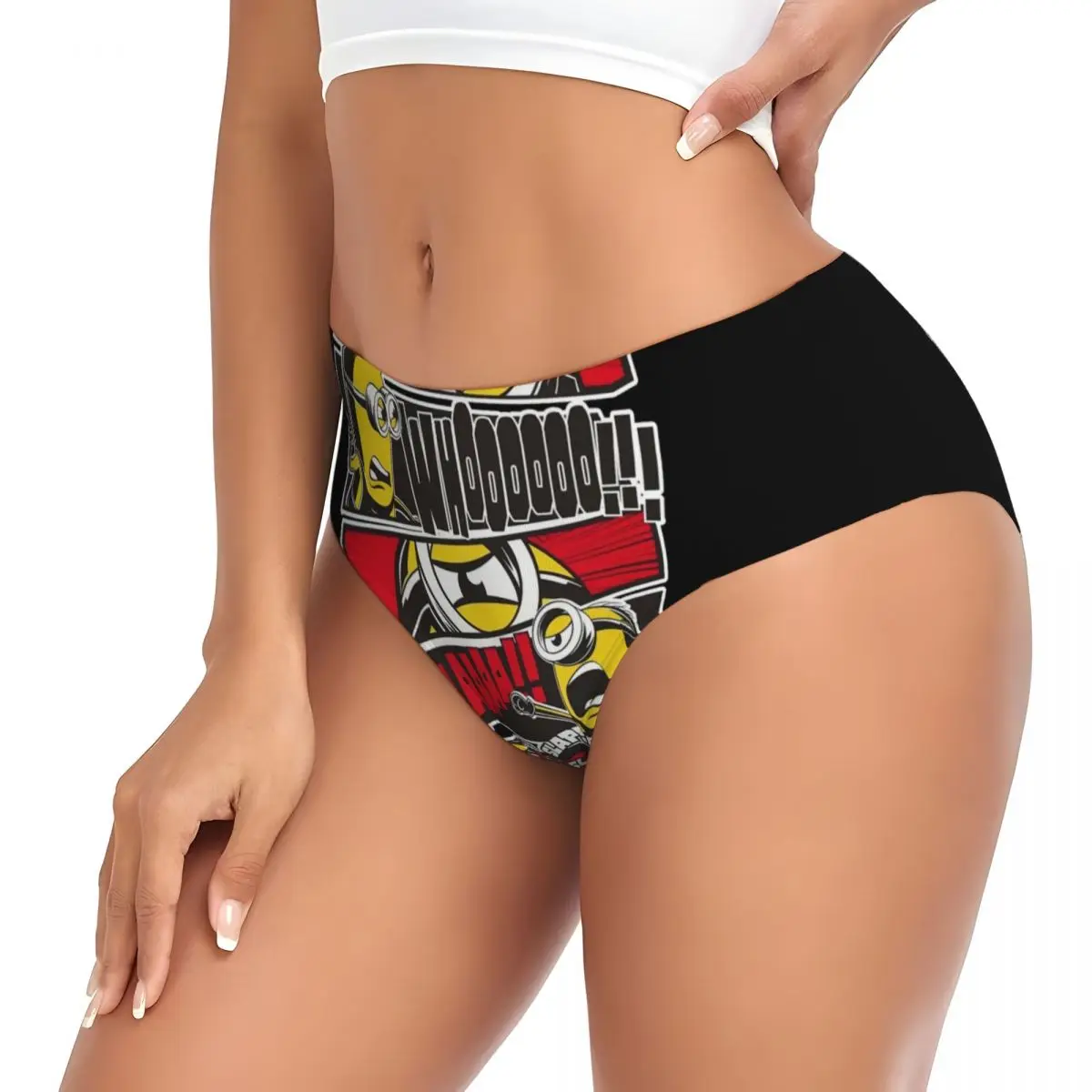 カスタムM-ミニオンズ スラップ漫画ブリーフパンティー レディース快適ストレッチ下着