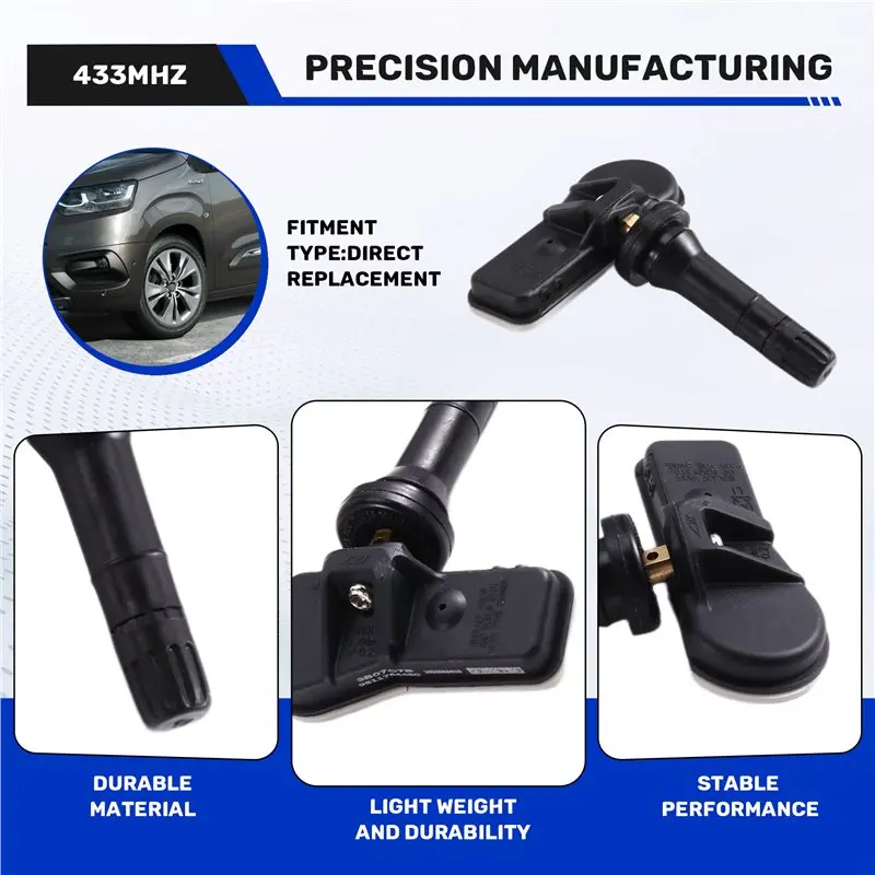 Tire Pressure Sensor 4PCS 433Mhz 9811764480 For Citroen Jumpy Fiat Scudo Scania Expert Toyota Proace Combi
