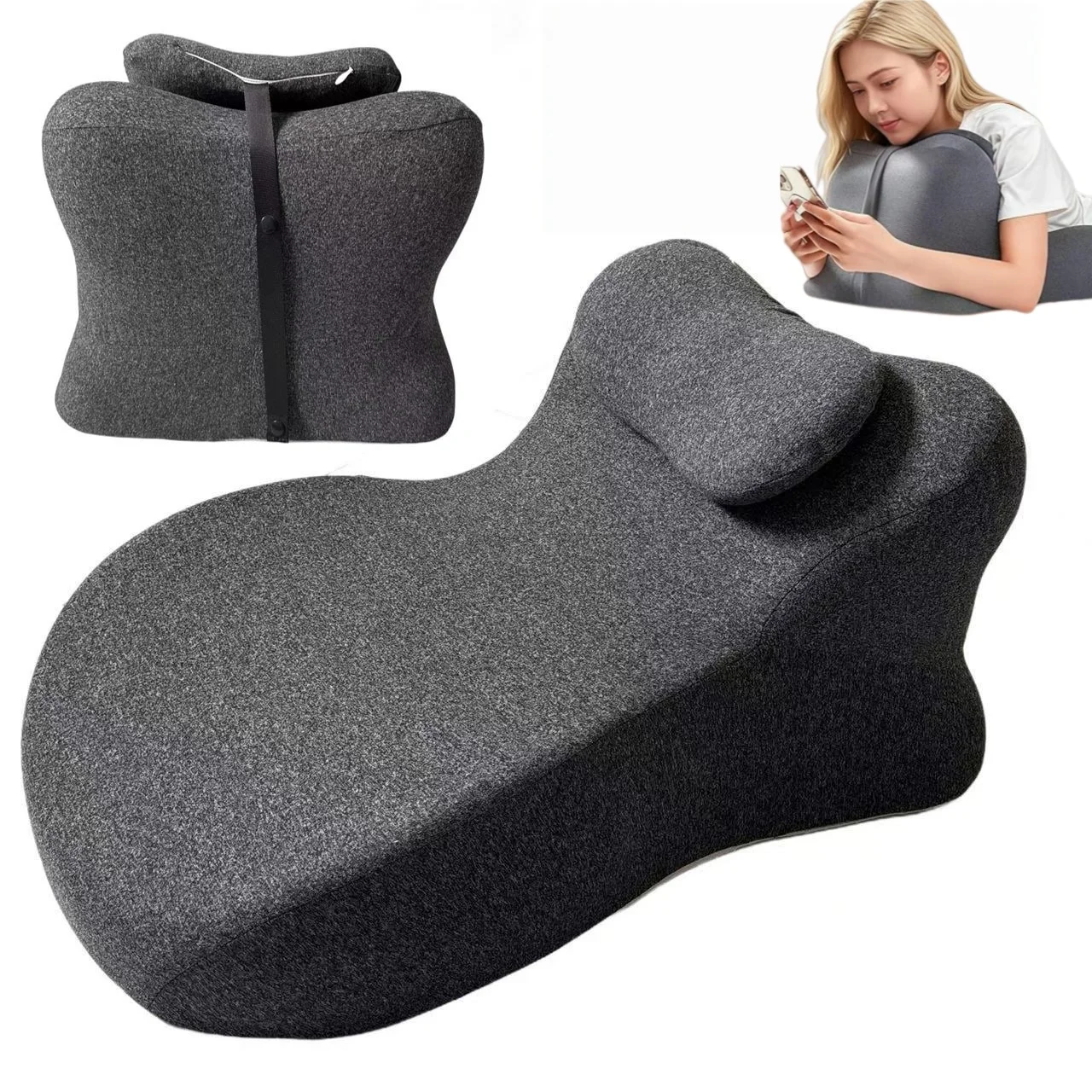 Upgraded Multifunctional Prone Sleeping Pillow Ergonomic Memory Foam Bed Rest Pillow  for Prone Reading Back Support Leg Elevati