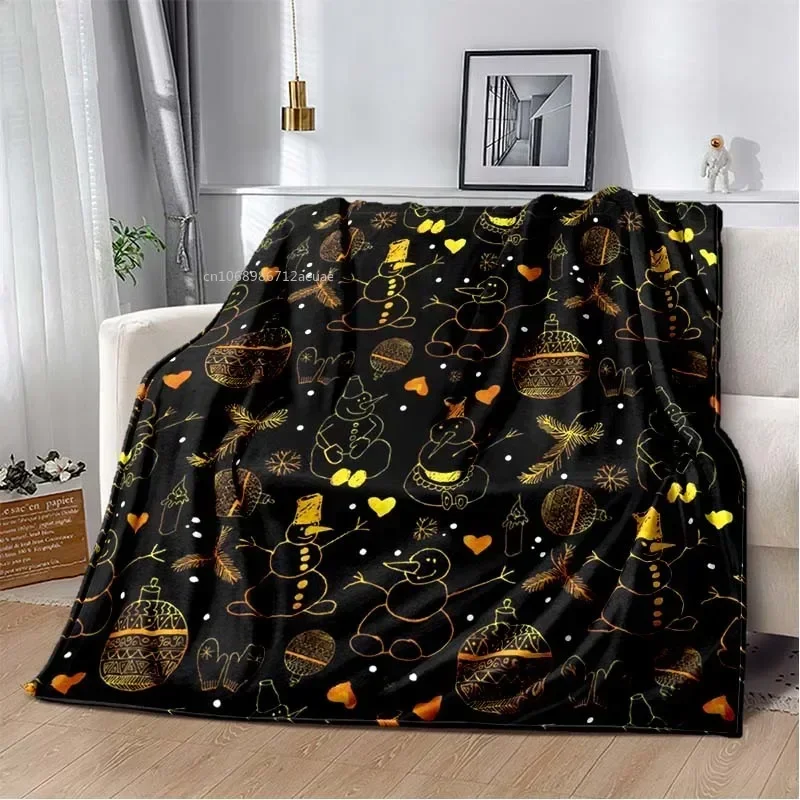 1 Stück Weihnachtsdecke mit Schneeflocken-Lebkuchenmann-Aufdruck, weiche, gemütliche Flanelldecke für Wohnzimmer, Schlafzimmer, Neujahr, Weihnachtsdekoration