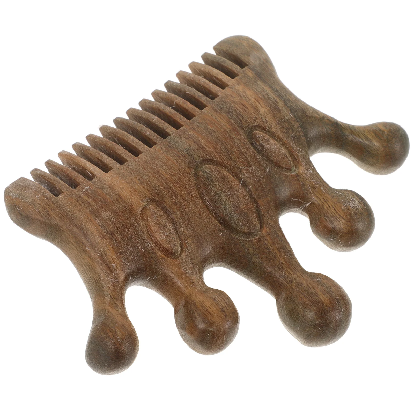 

Mini Wood Comb Green Sandalwood Scalp Massager Portable Round Smooth Teeth for Curly Straight Long Short Hair Care