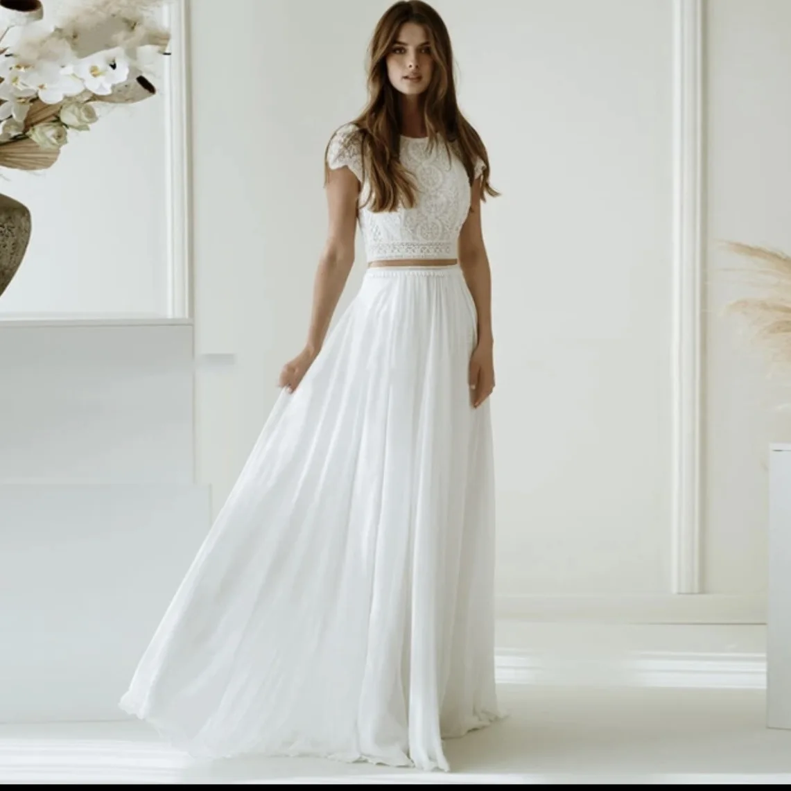 

Slim temperament lace white long sexy evening dress new princess wedding dresses sweet atmosphere luxury white clothing dance