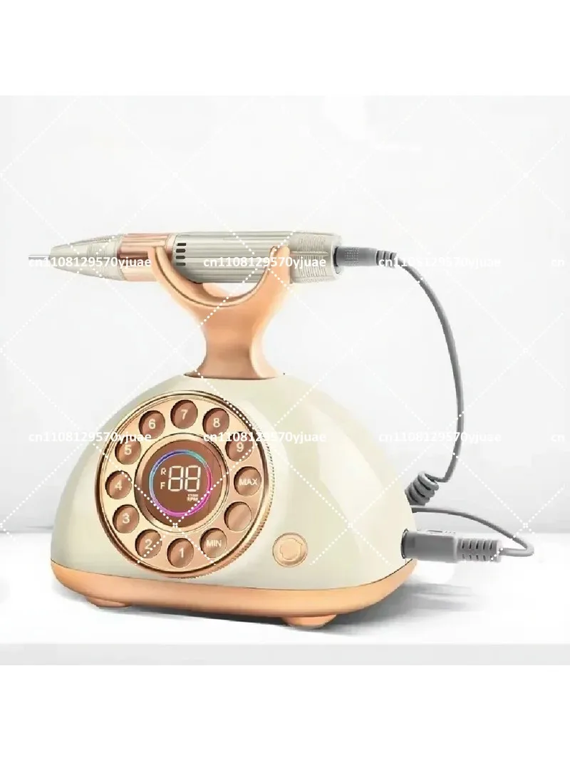 Professional 35000rpm High-Speed Retro Manicure Kit - Quiet Telephone Design Nail Trimmer for Nail Care