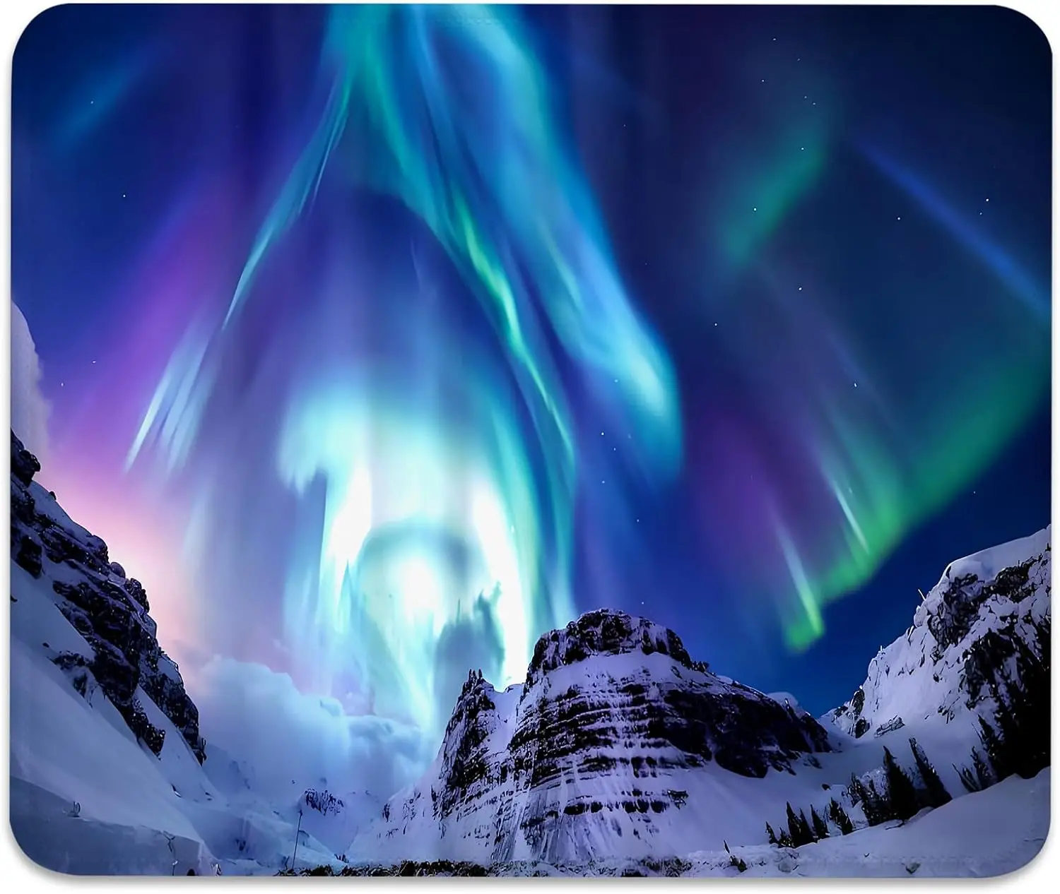 Mouse pad custom Moderate thickness Durable desk mat Snow covered mountains Aurora Borealis