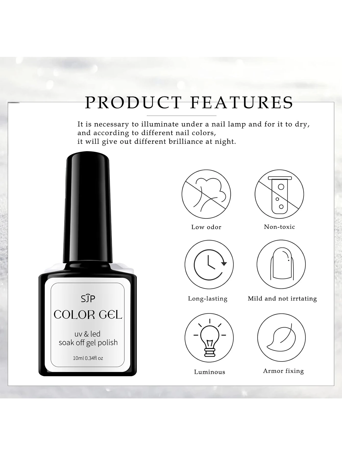 قطعة واحدة من معطف علوي من جل الأظافر المتوهج، معطف علوي من جل الأظافر المتوهج يدوم طويلاً لفن الأظافر، معطف علوي شفاف، مثالي لحفلات الهالوين