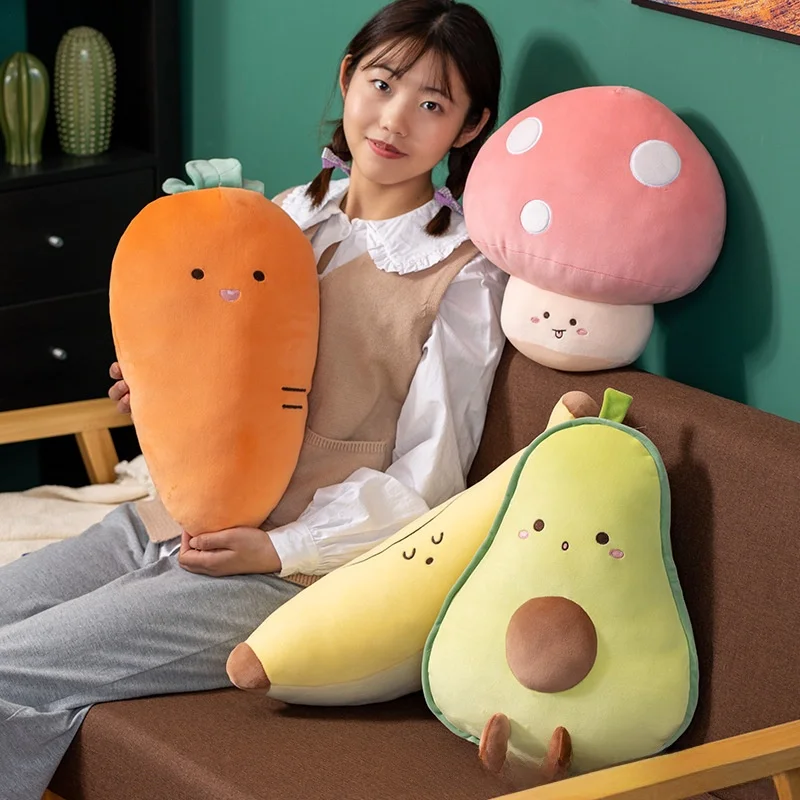 Cute Creative Fruit Vegetable Plush Toy Pillow Home Office Sofa Backrest Bed Headrest Cushion Birthday Gift Cartoon Style Sof...