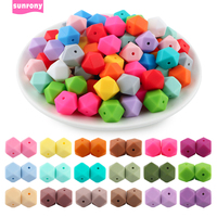 Sunrony 10Pcs Silicone Beads 14mm Hexagon Bead For Jewelry Making Pacifier Chain Necklace Bracelets Keychain Accessories