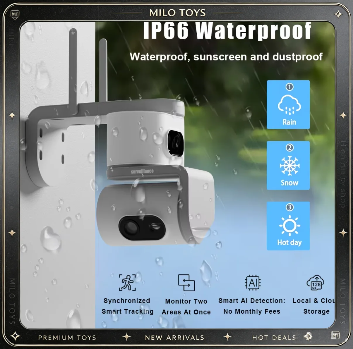 CB011 6MP WiFi Outdoor Security Camera 2 Lens 2 Screens Auto Tracking Audible Alarm Full-Color Night Vision 7/24H Recording CCTV