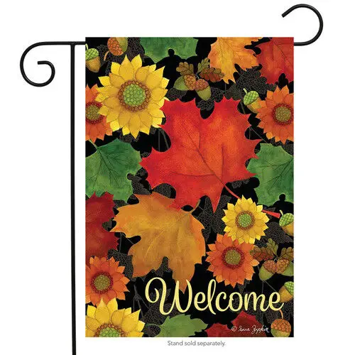 BRIARWOOD LANE Sleeved Garden Flag 12.5x18 FALL FOLIAGE Leaves Welcome NEW