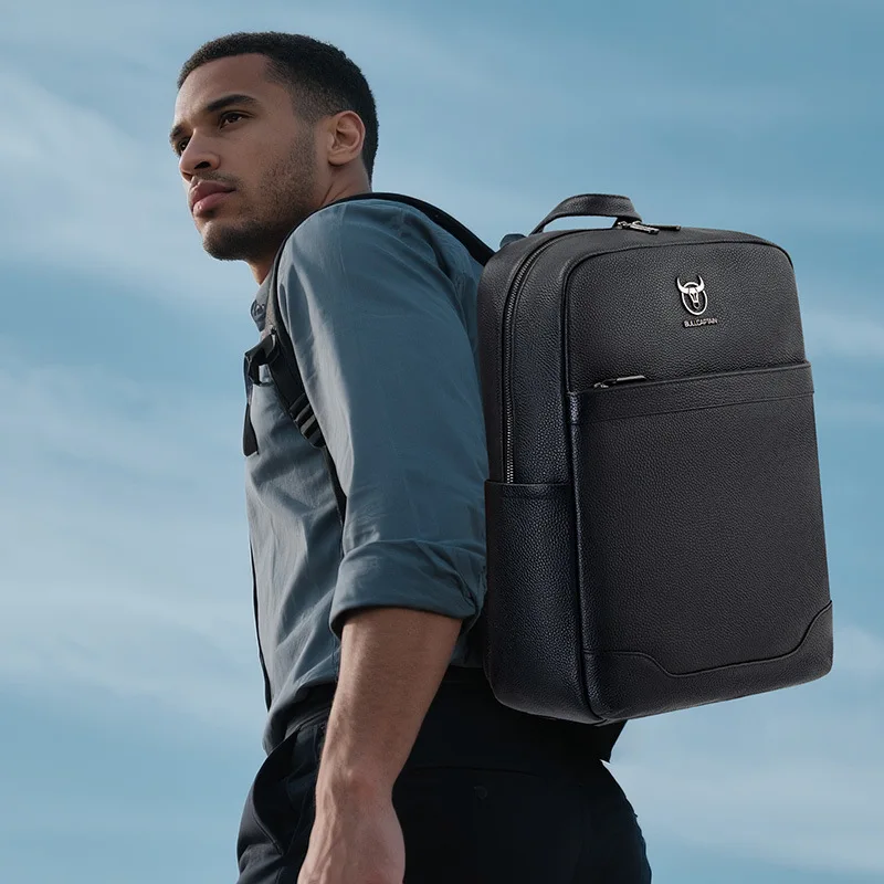 

Кожаный рюкзак с головным слоем, деловой мужской дорожный рюкзак из натуральной кожи, квадратный деловой рюкзак для хранения компьютера, большой вместительности