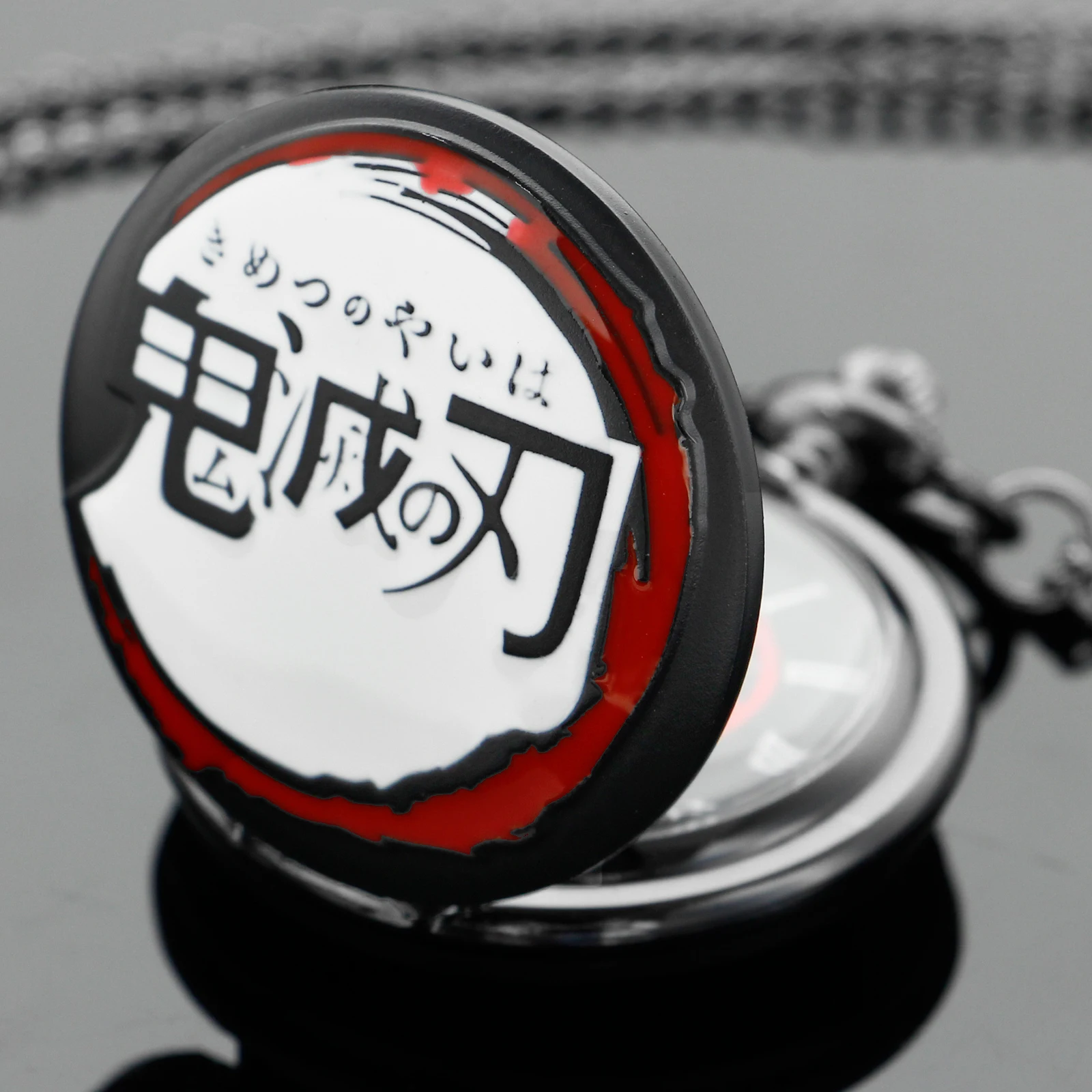 Vintage Anime Demon Slayer Design Quartz Pocket Watch Pocket Watches for Women Men with Fob Chain Christmas Birthday Gifts