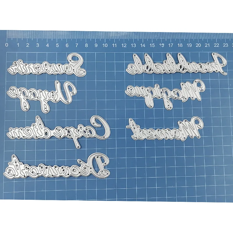 7pcsLetter Metal Cutting Dies French Words Moment Voyage Sounvenir Die Scrapbooking letter Craft Die cut for DIY Card supplies