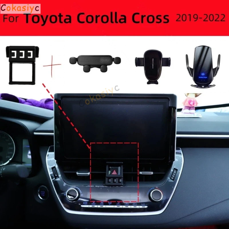 Für Toyota Corolla Cross 2019-2022 Auto-Handyhalterung Starke Spezielle Fixierte Halterungsbasis 15W Kabelloses Laden Auto-Zubehör
