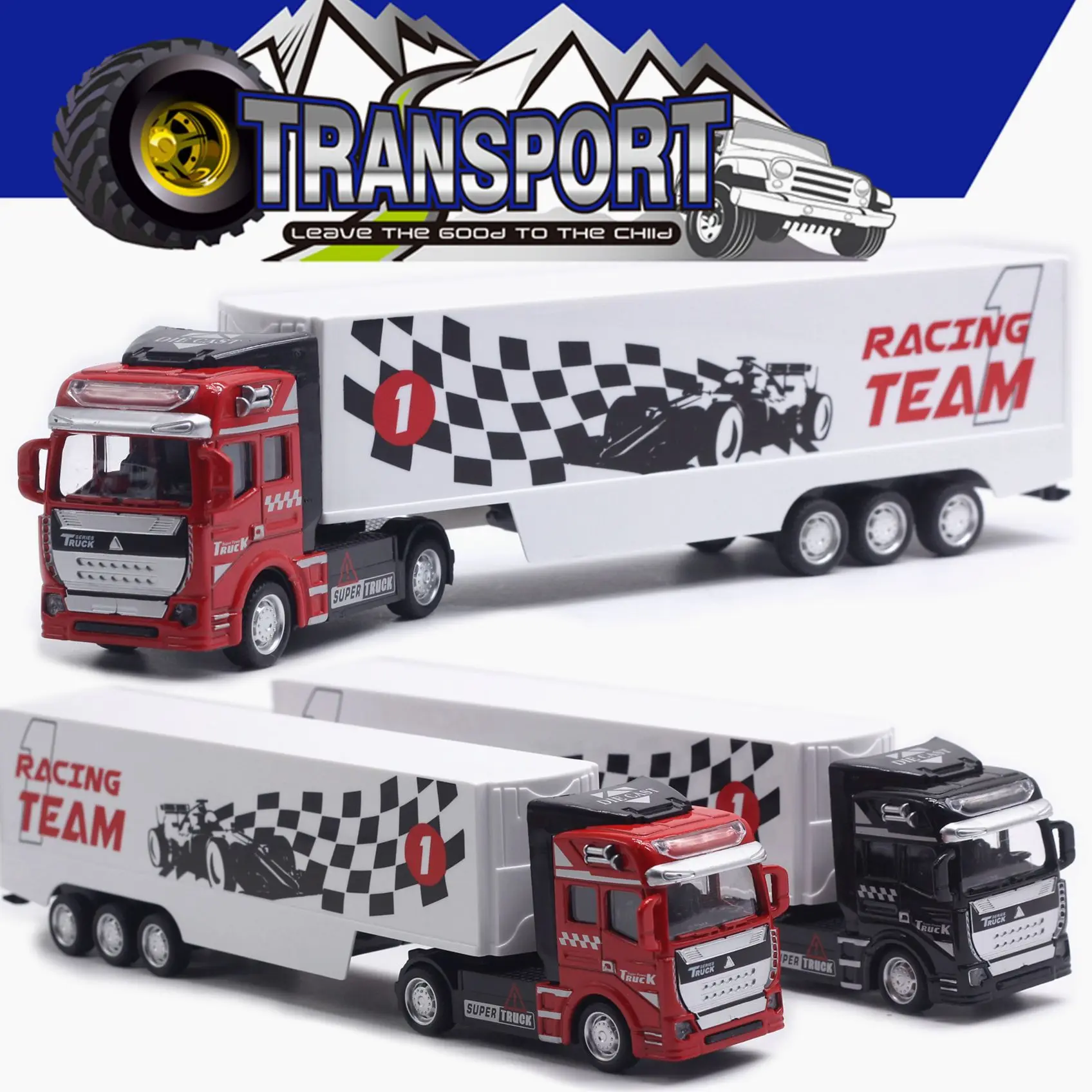 1:48 سبيكة كبيرة سباق الحاويات شاحنة مفتوحة الباب التراجع نموذج سيارة مواصلات لعبة نموذج سيارة