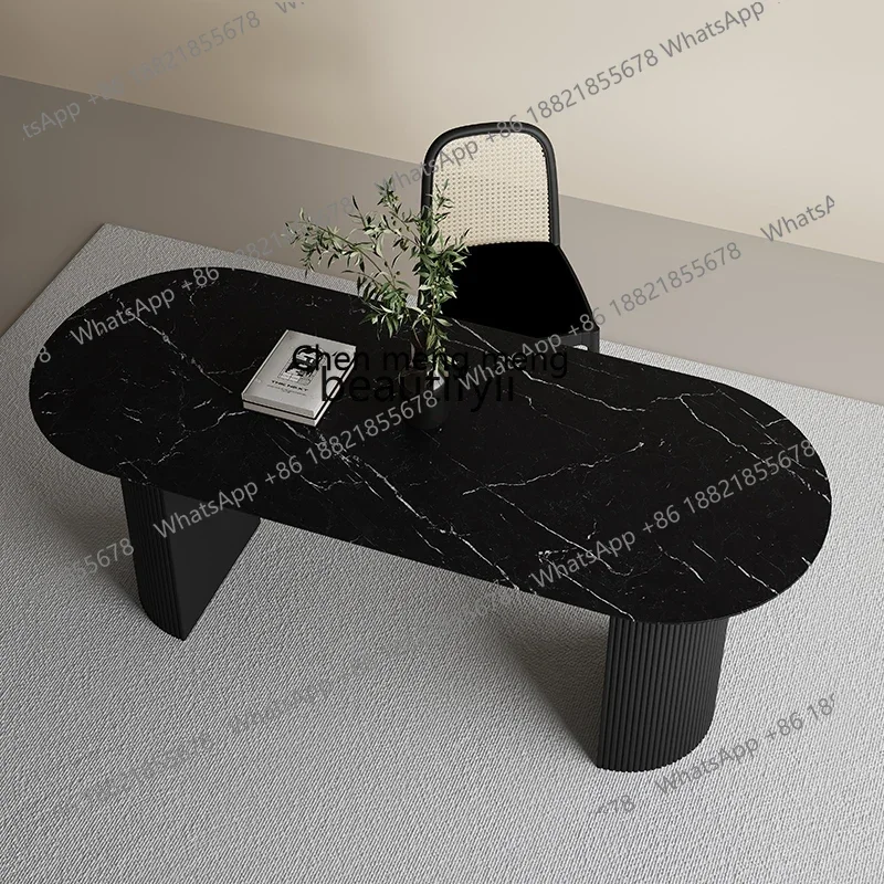 182C Nordic Cave Stone Stone Plate Dining Table Simple Apartment Living Room Rectangular Dining Table Dining Chair Combination