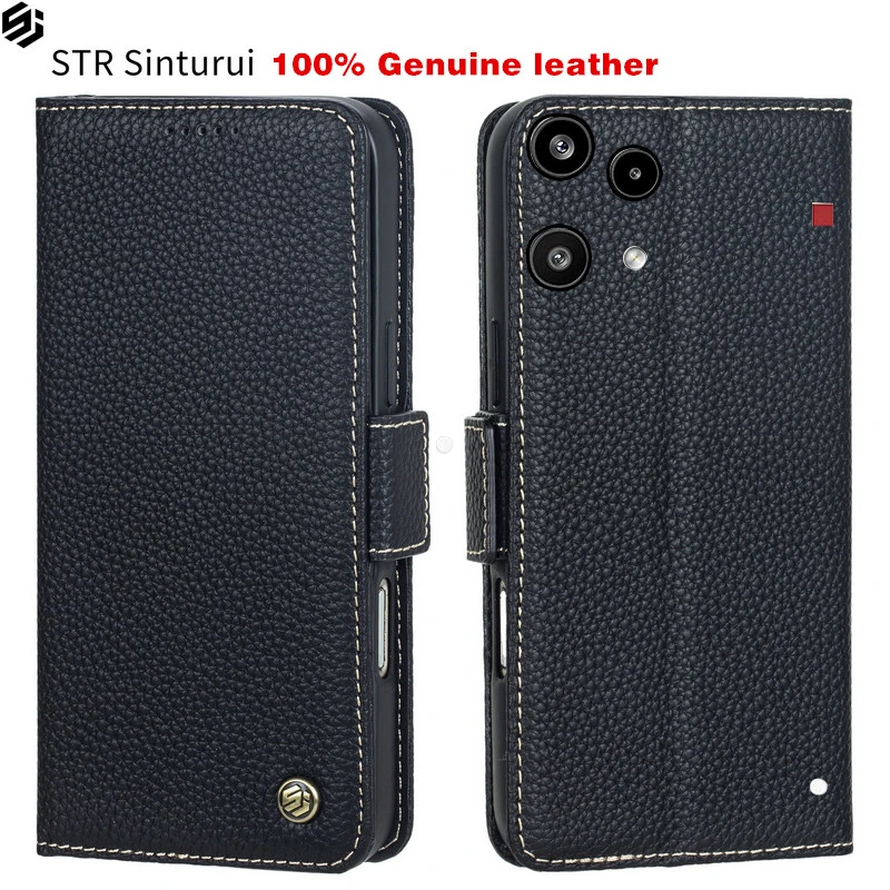

STR Genuine leather lychee grain card Slot Wallet Cover For Nothing CMF Phone 3a Lite 3 2 2a Plus Pro 1 Flip shockproof Case