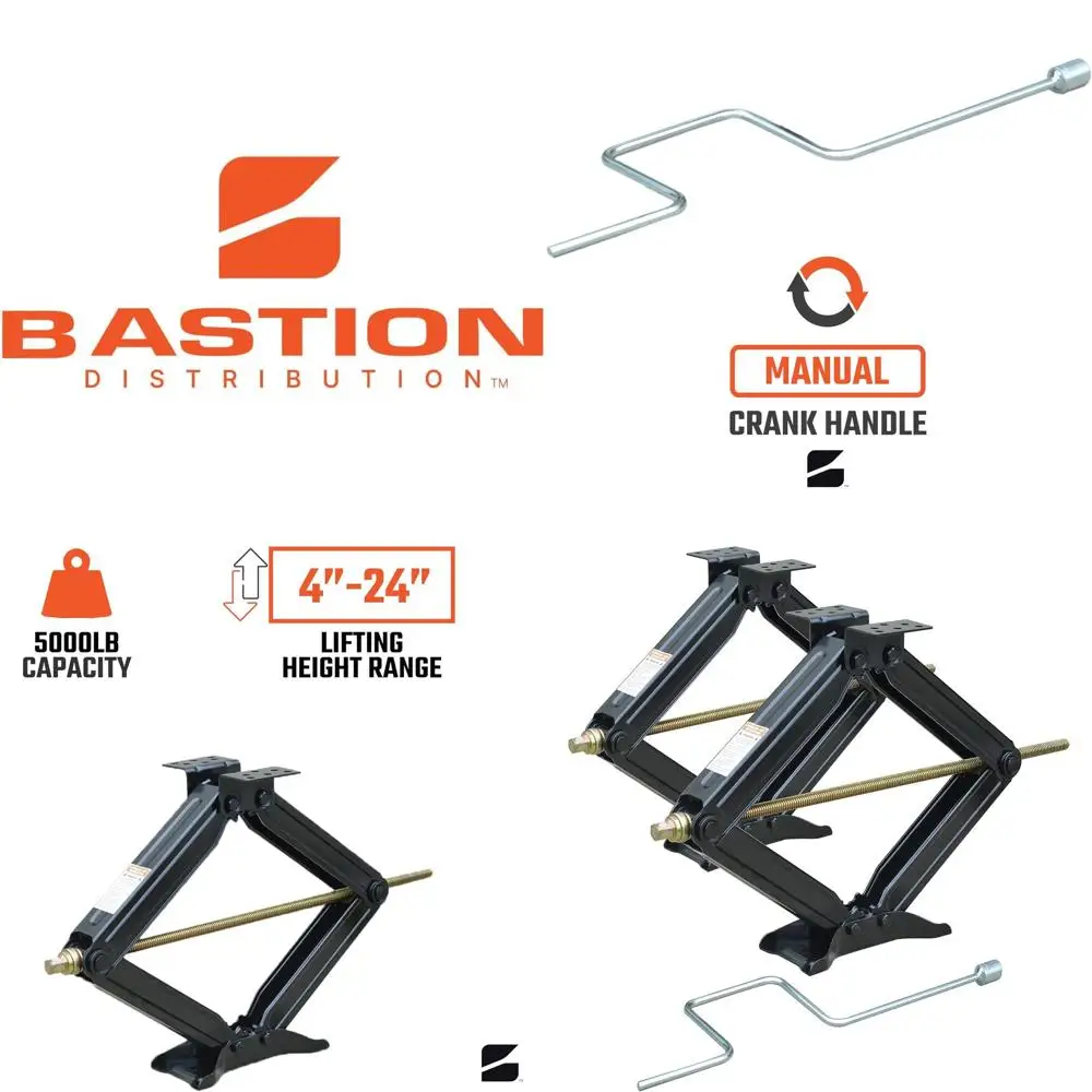 

24 Crank Handle Scissor Jacks - 5000 lbs Capacity, 4-24 Height, Powder Coated Finish