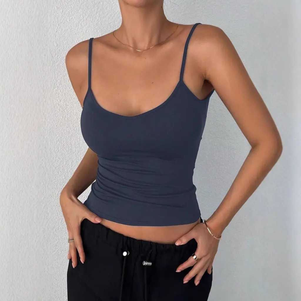 

Women's Slim-fit Short Camisole Vest Backless Small Solid Color European American Style Sexy Spice Girl Outer Wear Top