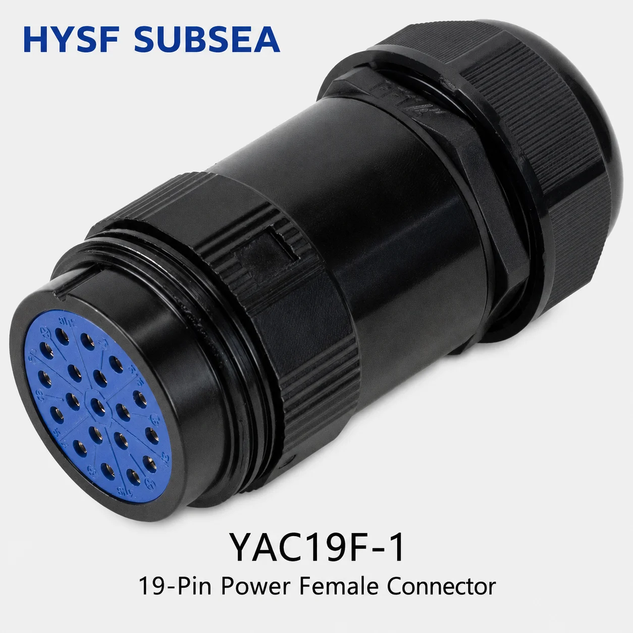 HYSF-SUBSEA Power 19 Pin Male Plug Inline Connector Aluminum Housing Gold-plated Brass Pins (Pre-installed) M40 19-28mm DIN