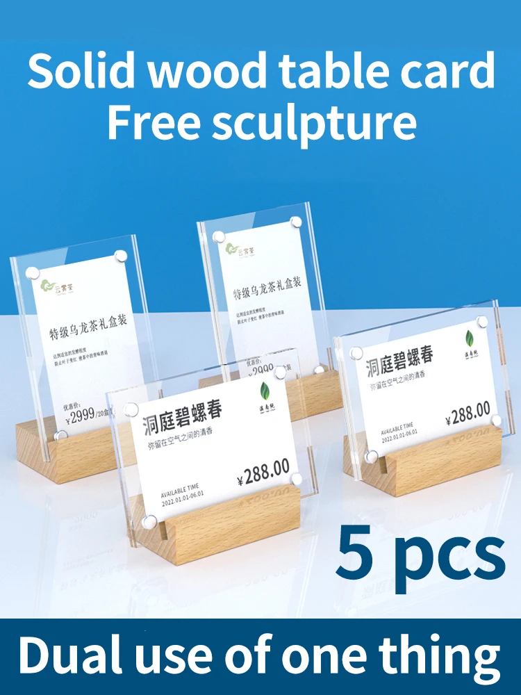 5pcs Acrylic Display Stand Commodity Advertising Desktop Card Transparent Price Table Board Table Price Sign Seat Price Card Cus