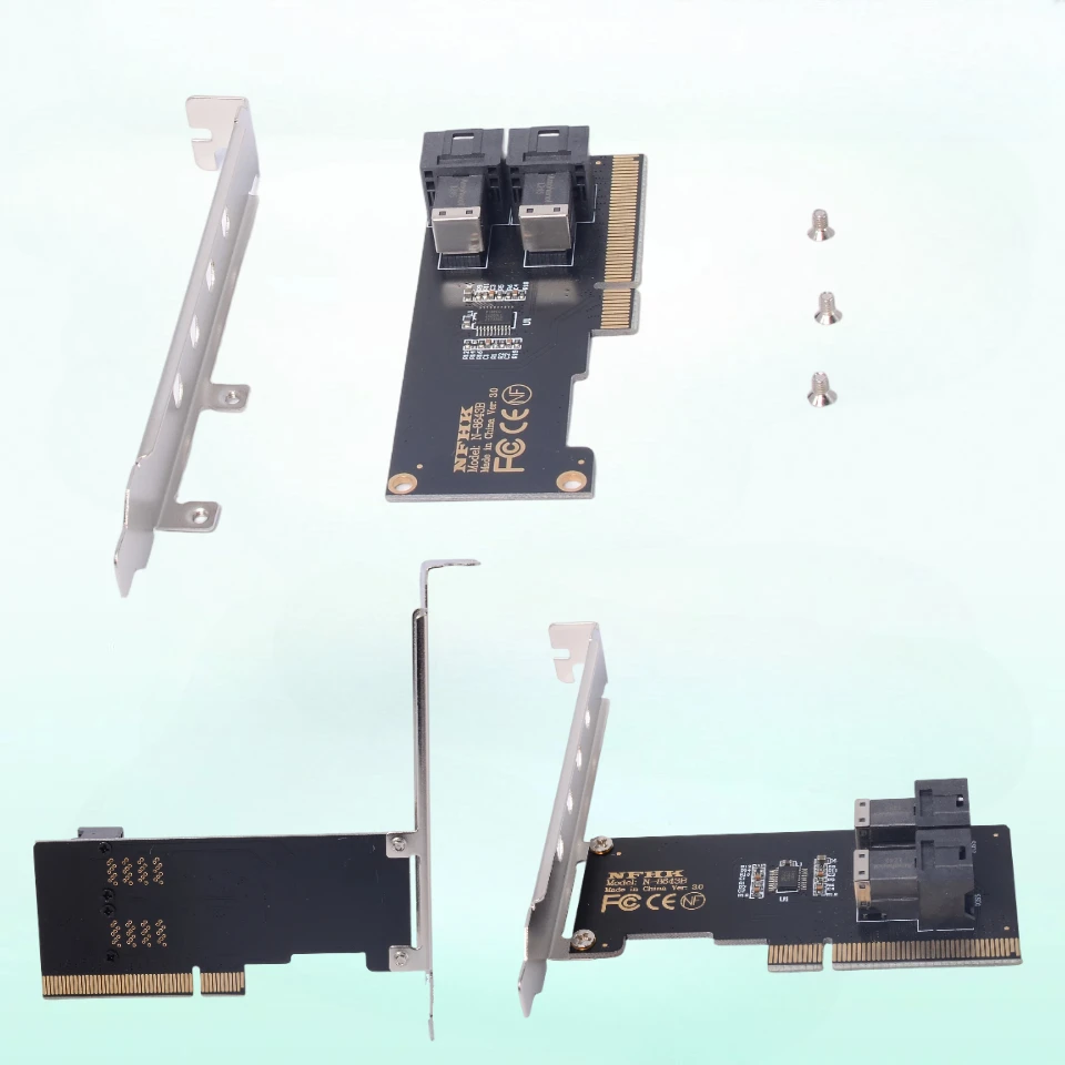 PCIE 8X To 2 Ports U.2 SFF-8643 Dual NVMe Ssd Pci-e 3.0 X8 Converter Card SFF-8643 U2 Adapter Motherboard Array Split Expansion