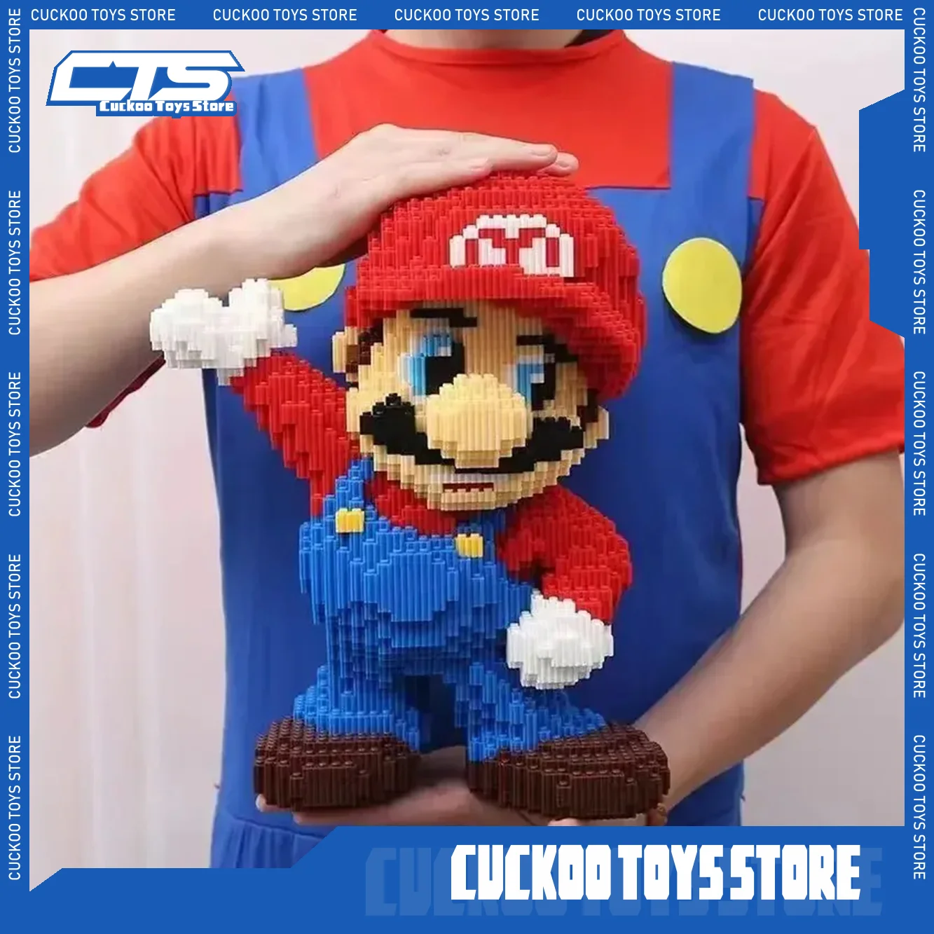 

50/35cm Super Marios Bros Anime Figure Big Building Blocks Cartoons Model Graphics Education Ornaments Children Kids Diy Gifts