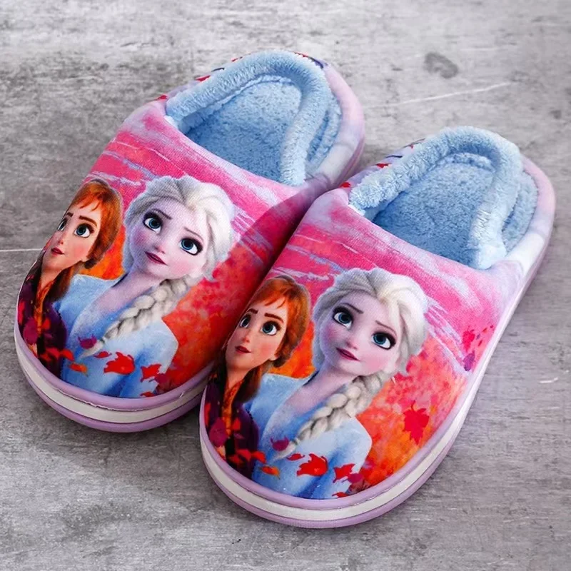 Autumn Winter Kids Cotton Slippers Baby Boys Cartoon Captain America Mickey Minnie Mouse Cars Children Girls Indoor Home Shoes