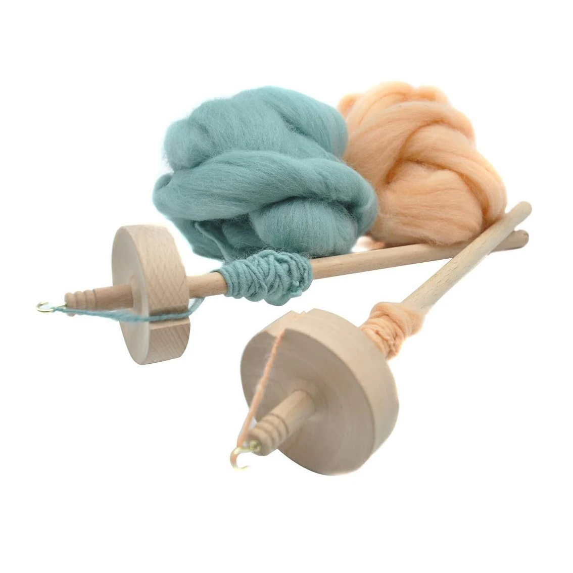 AEE8-2Pcs Drop Spindle For Spinning Wool Yarn Spin Top Whorl Drop Spindle Hand Carved Wooden Tool For Beginners