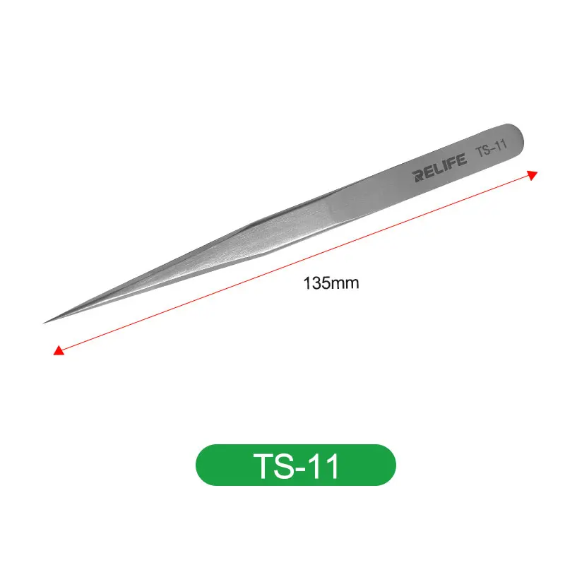 RELIFE TS-11 TS-15 Wartungspinzette mit hoher Härte, antistatisch, gerade, gebogen, für Telefon, CPU, IC, Reparaturklammern, Handwerkzeug – Detail 9