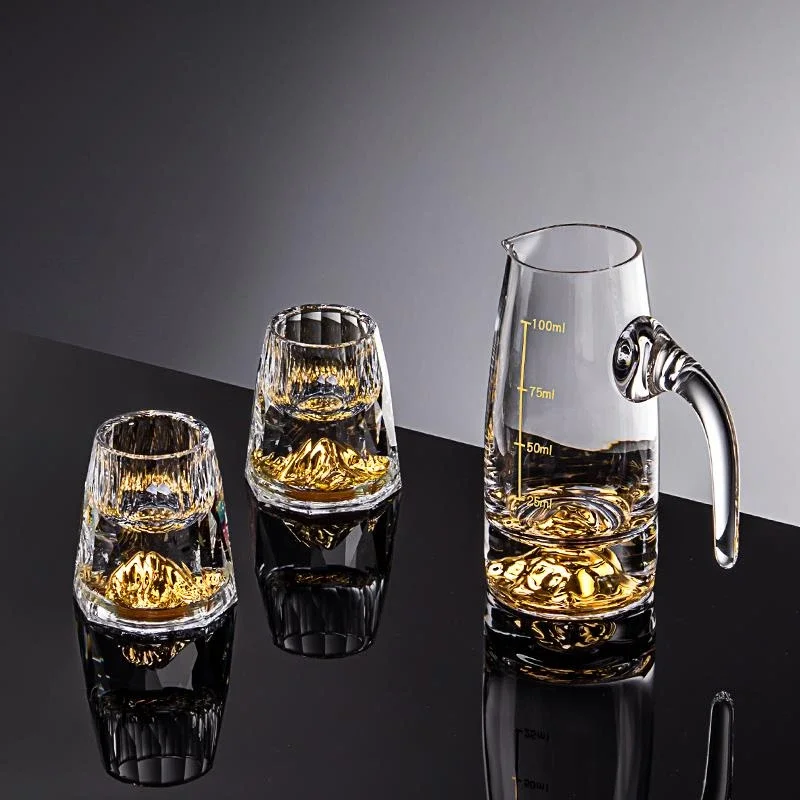 High-End Crystal Chinese Style White Wine Cup Diamond Mountain Small One-Piece Glass Drinkware for Home Use Handmade Liquor Cup