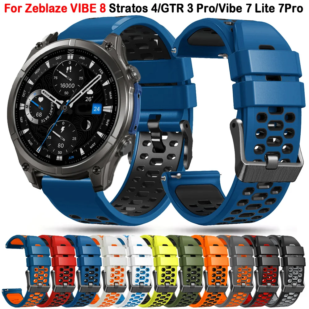 

Hot 22mm Silicone Strap For Zeblaze VIBE 8 Watchband For Zeblaze Vibe 7 7 Pro 7 Lite/GTS GTR 3 Btalk 3 Pro/ Stratos 2 3 4 Ultra