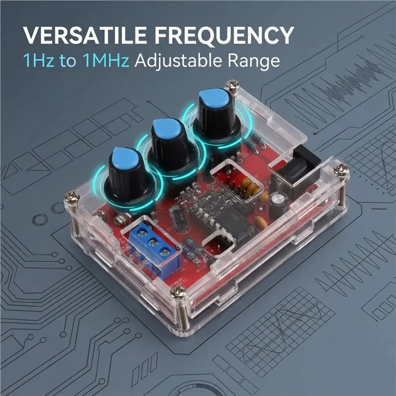 ABUG-High Precision XR2206 Function Generator 1Hz-1Mhz Adjustable Sine Square Triangle Wave Signal Output With Enclosure Shell