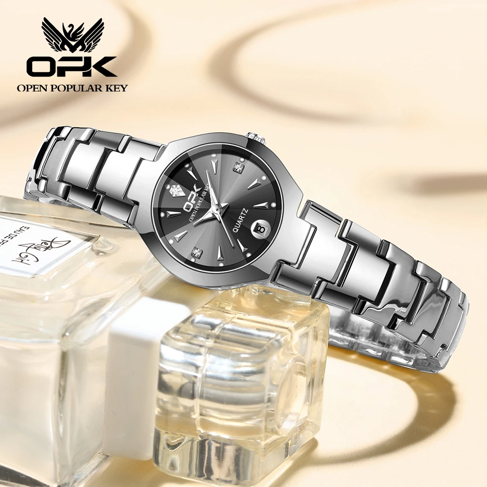 OPK 8105 montres pour femmes de luxe Original en acier inoxydable étanche lumineux dames montre à Quartz à la mode Zircon échelle Date