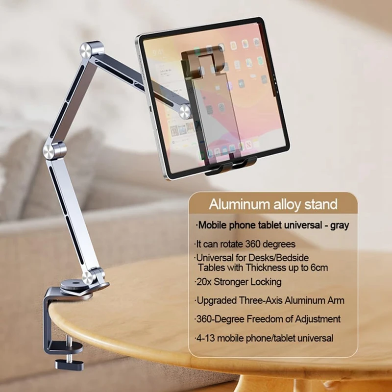 AU61-Heavy-Duty Mobile Phone/Tablet Metal Stand, Flexible And Retractable Folding Stand, Aluminum Alloy Universal Lazy Stand