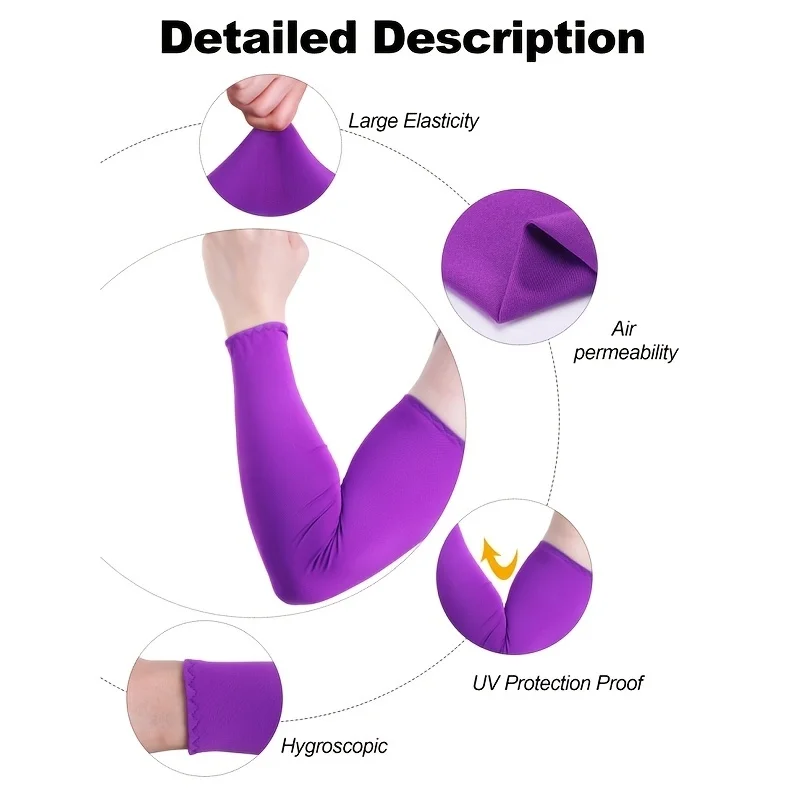 12組のユニセックスUV保護冷却アームスリーブ - ロング、通気性のあるポリエステル、アウトドアアクティビティ、ゴルフ、釣りに最適。