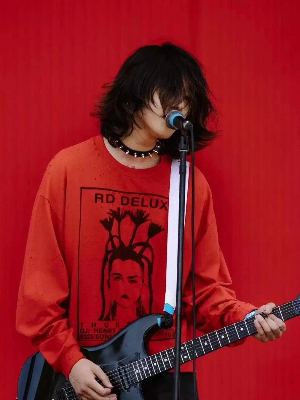 ER/D Crimson Circus Leader Portrait Print Crew Neck Long Sleeve T-Shirt