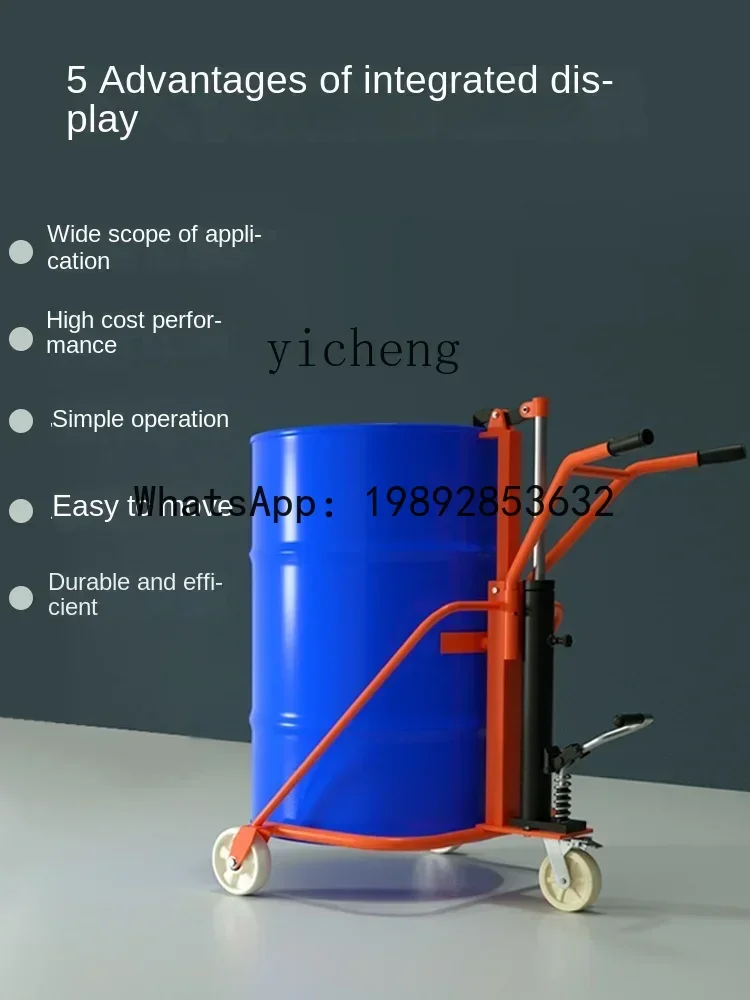 A3 manual hydraulic oil drum truck, special lifting hand push forklift tool for pulling iron drum plastic drum