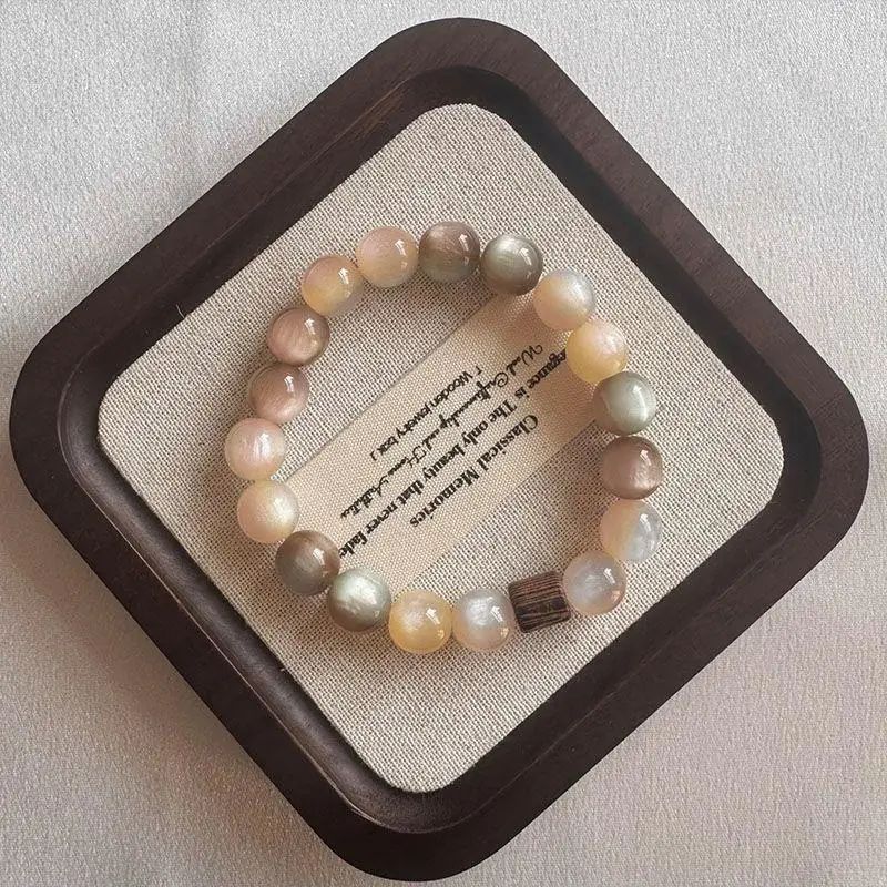 Vintage Pink Brown Beaded Bracelet Durable Non-Fading Fashion Jewelry for Women Outdoor Activity Wear Gift for Lady Friends
