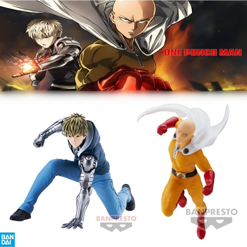 BANDAI Anime One Punch Man Saitama Genos figuras de acción estatua de Pvc modelo muñecas adorno coleccionable juguetes para niños regalos para niños