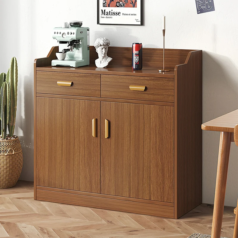 

A modern and minimalist tea cabinet with integrated storage against the wall. Simple storage by the wall