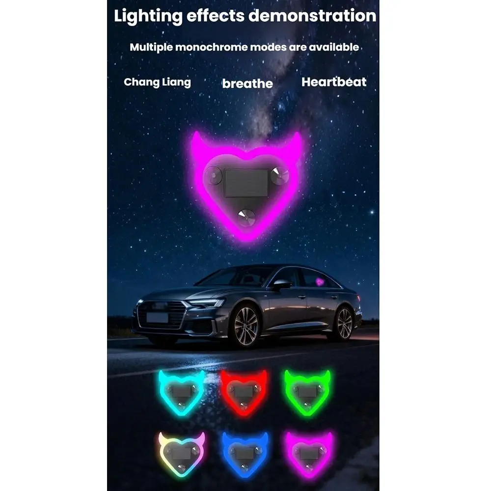 Suction Cup Solar Car Light Wiring Free Design Light/Vibration Sensing LED Ambient Light Multi-modes Removable