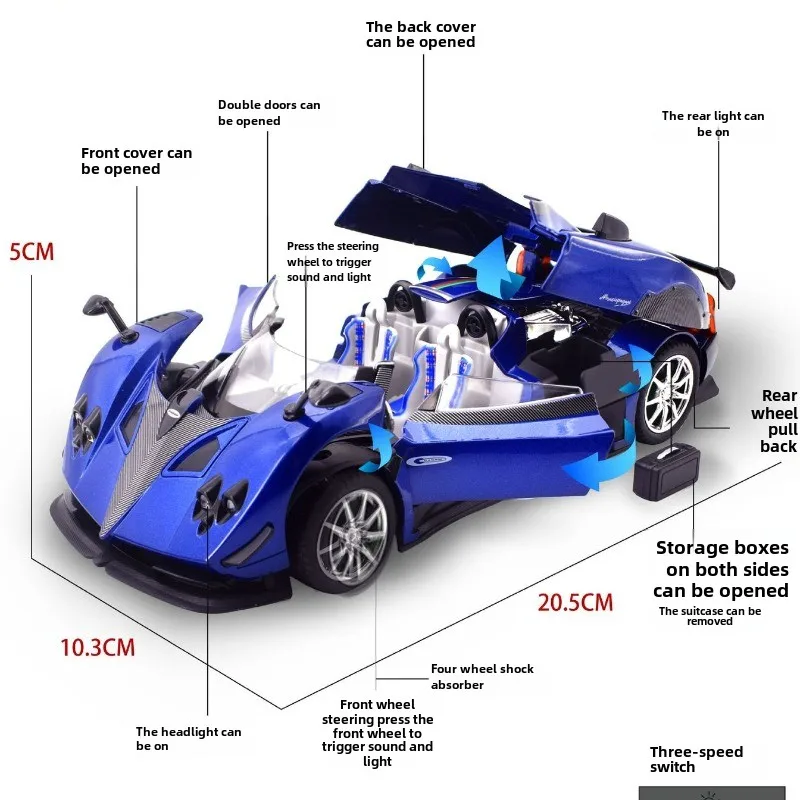 จําลอง 1:24 Pagani Zonda HP Barchetta Supercar รถรุ่นเสียงและแสงดึงกลับรถเด็กของเล่นของขวัญวันเกิด