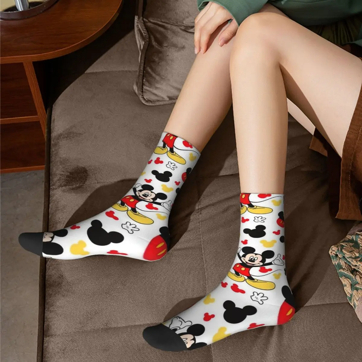 Calcetines deportivos absorbentes de sudor para hombre y mujer, medias cálidas de dibujos animados de Mickey Mouse, Hip-hop, Invierno