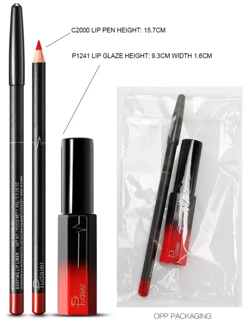 2 in 1/Set Hot Velluto Opaco Lip Gloss Lip Liner Matita Trucco Impermeabile Durata Contorno Rossetto Liquido Lipliner Kit Cosmetico
